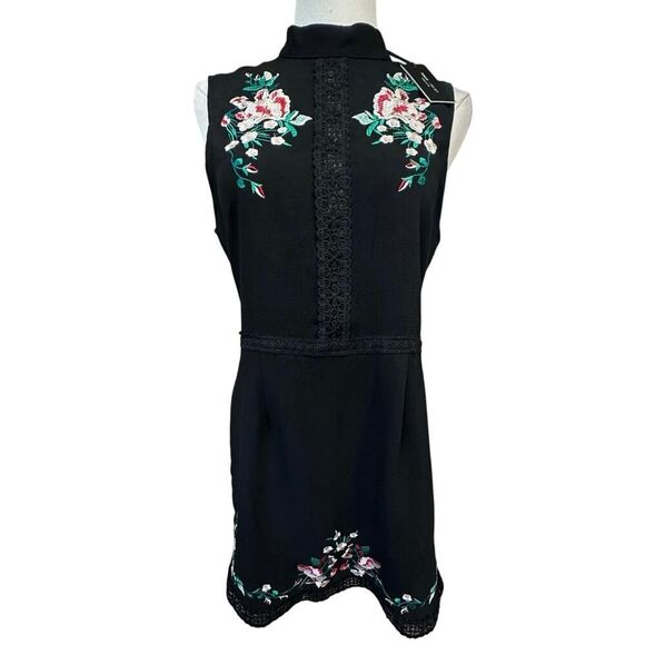 Romeo & Juliet Couture Floral Embroidered Whimsigoth Fairy Mini Dress SZ Large - Picture 4 of 16